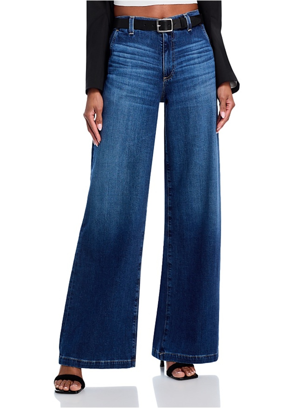Ag Adriano Goldschmied Stella Wide-Leg Low Slung Palazzo Jeans with Raw Hem
